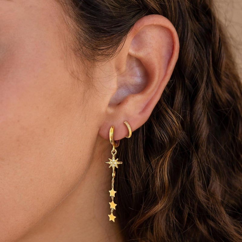 SELFROSE Store Gold Dangle Earrings for Women,Prom Jewelry Dainty Earring 14K Gold Plated Drop Earrings for Women Trendy Hypoallergenic CZ Dangling Earring - Image 2